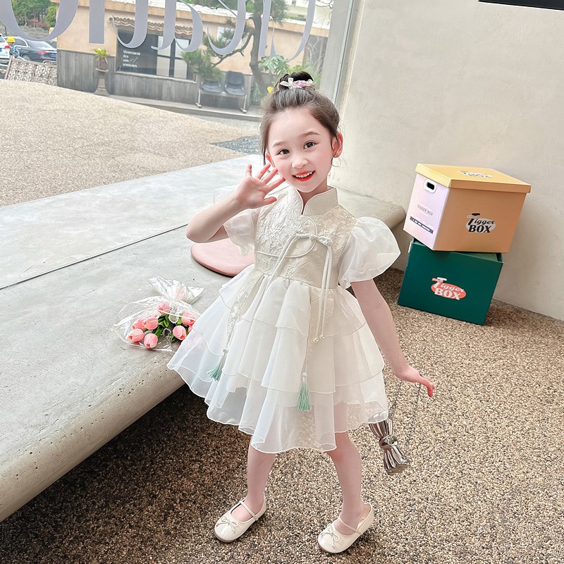 高货现货速发女宝宝夏装中式旗袍连衣裙小女童儿童公主裙子2夏季1
