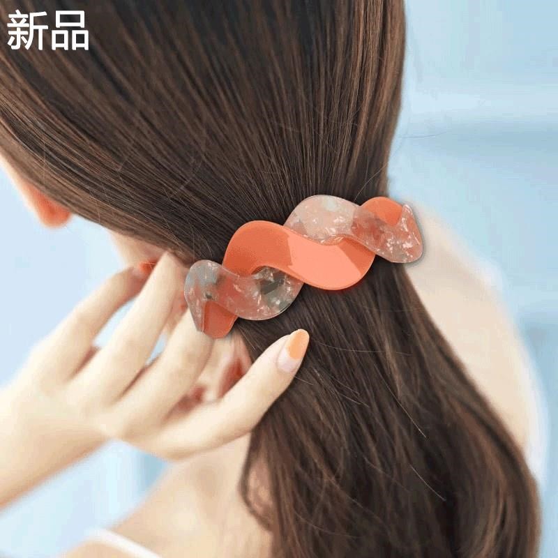 亚克力夹子头发固定发夹女顶夹弹簧夹夹横后脑勺马尾夹一字新品