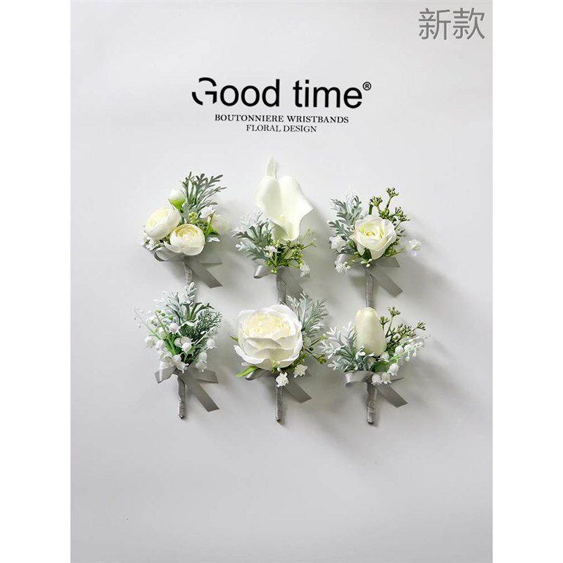 欧式银灰手腕花胸花白玫瑰铃兰襟花新娘伴娘姐妹手花结婚礼新款