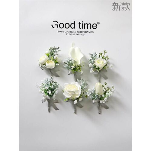 欧式银灰手腕花胸花白玫瑰铃兰襟花新娘伴娘姐妹手花结婚礼新款