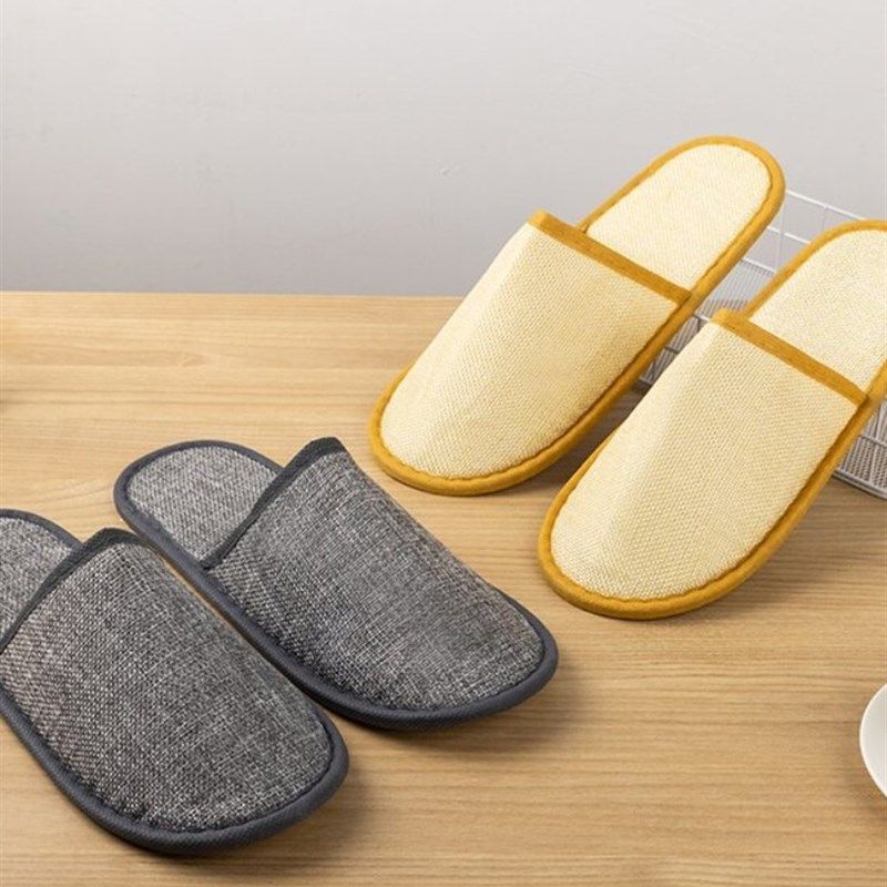 亚麻布一次性拖鞋待客拖鞋透气防滑加厚夏季民宿酒店专用定制logo