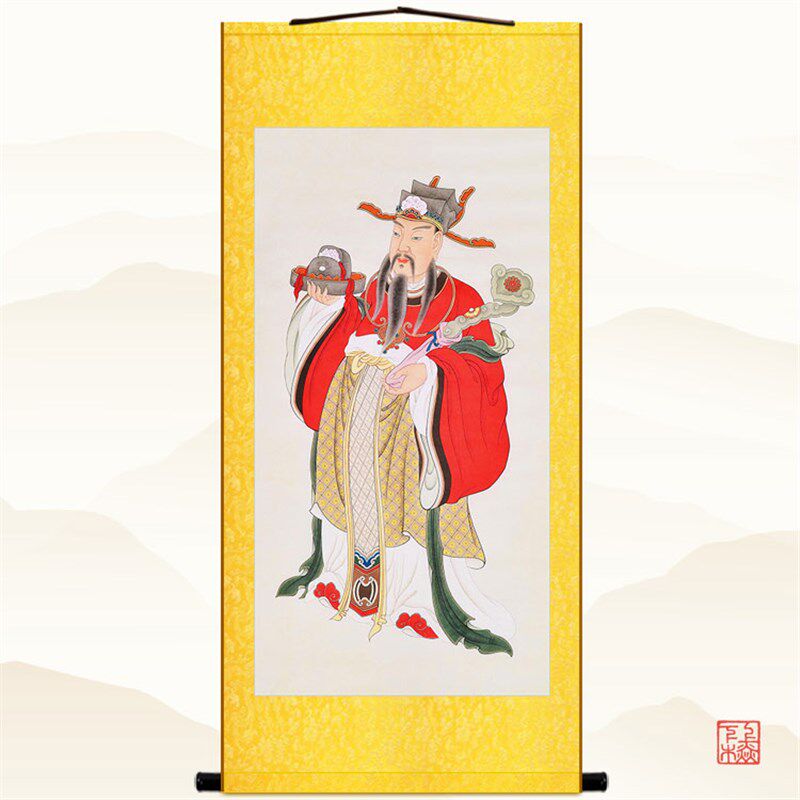 禄神画像文昌星帝君神像画 神仙书房客厅装饰画 绢布卷轴挂画定制