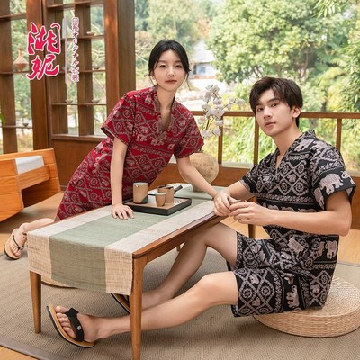 2024新款带胸垫o汗蒸服女男款桑拿服足道浴服情侣大码套装