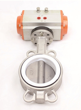 D671F-10/16P气动304不锈钢四氟蝶阀DN40-900软密封对夹中线阀门