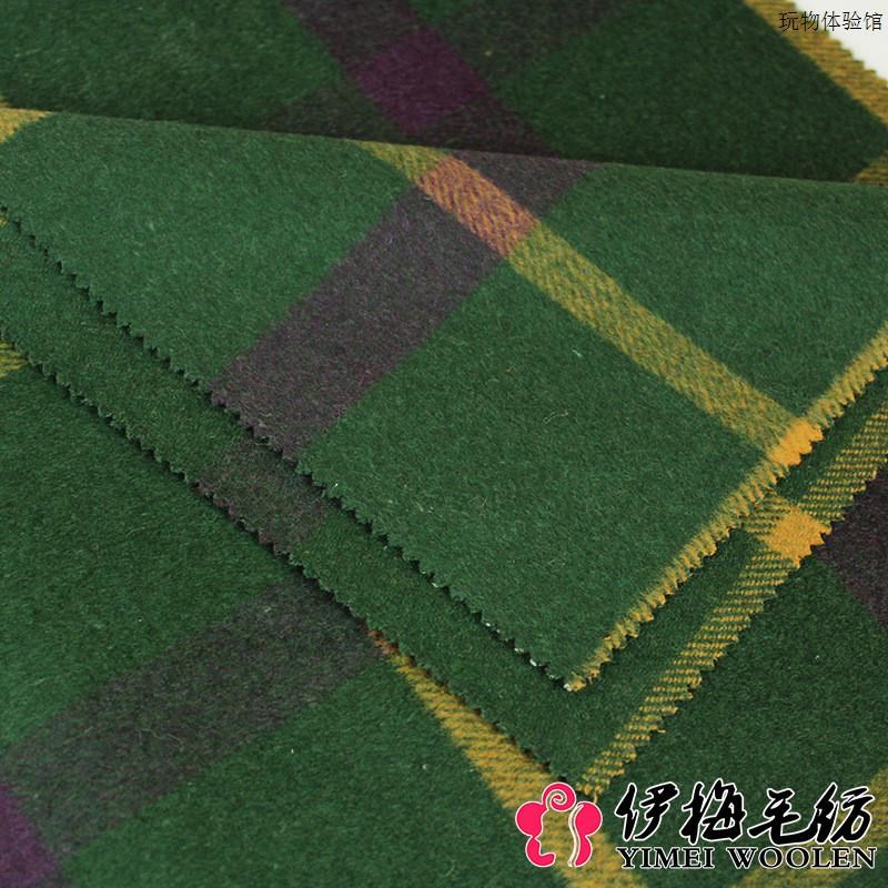 新品上市 彩条格单面顺毛呢 梭织毛呢 柔软轻薄大衣面料