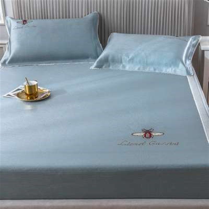 新款冰丝凉席三件套床笠款可水洗折叠夏季15m18m床双人蕾丝空调软,床上用品,冰丝席,淘宝优惠券,粉丝福利购,淘宝优惠卷