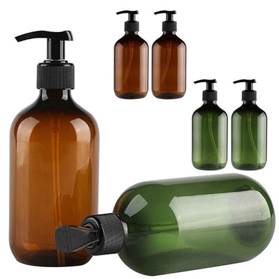 2PCS Transparent PET Plastic Bottles With Black Screw Caps,