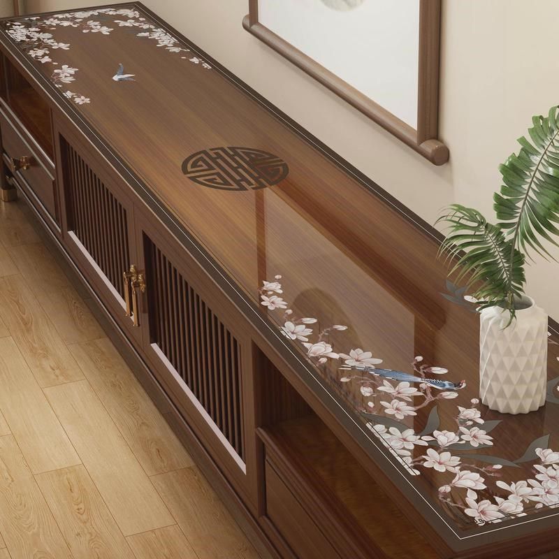 新中式pvc电视柜桌布防水防油茶透明软玻璃餐边柜垫国风防烫新款,居家布艺,桌布,淘宝优惠券,粉丝福利购,淘宝优惠卷