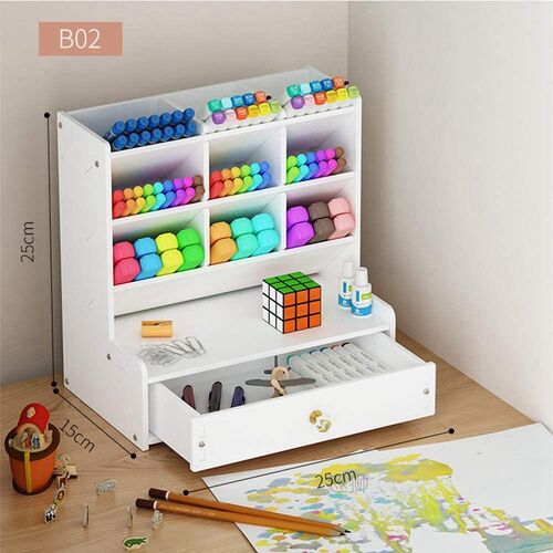 White Desk Organizer, DIY Pen Holder Box, Desktop Stationary