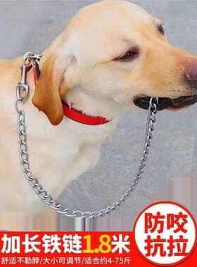 拴狗链子狗链土狗防咬链可调节自动扣大中型犬遛狗牵引绳拴铁狗链