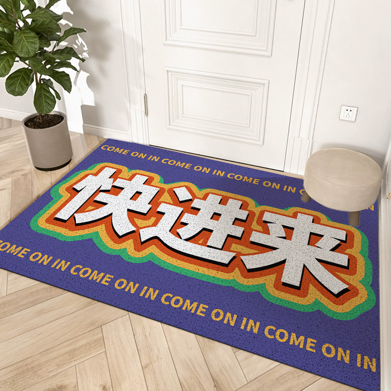 网红滚出去入户门口丝圈除尘脚垫玄D关进门垫耐脏耐磨地毯pvc地垫