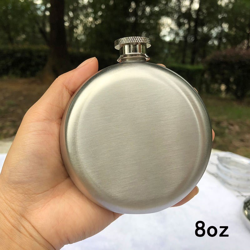 3oz/5oz/8oz Round Hip Flask with Funnel Stainless Steel Pock