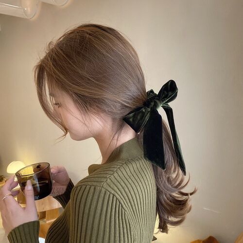 Ribbon bow Korean hair rope hair circle ins net Hongsen head