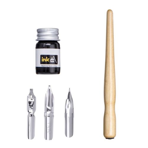 Manga Dip Pen Set Comic Pro Drawing Kit 3 Nibs Wood Holder I