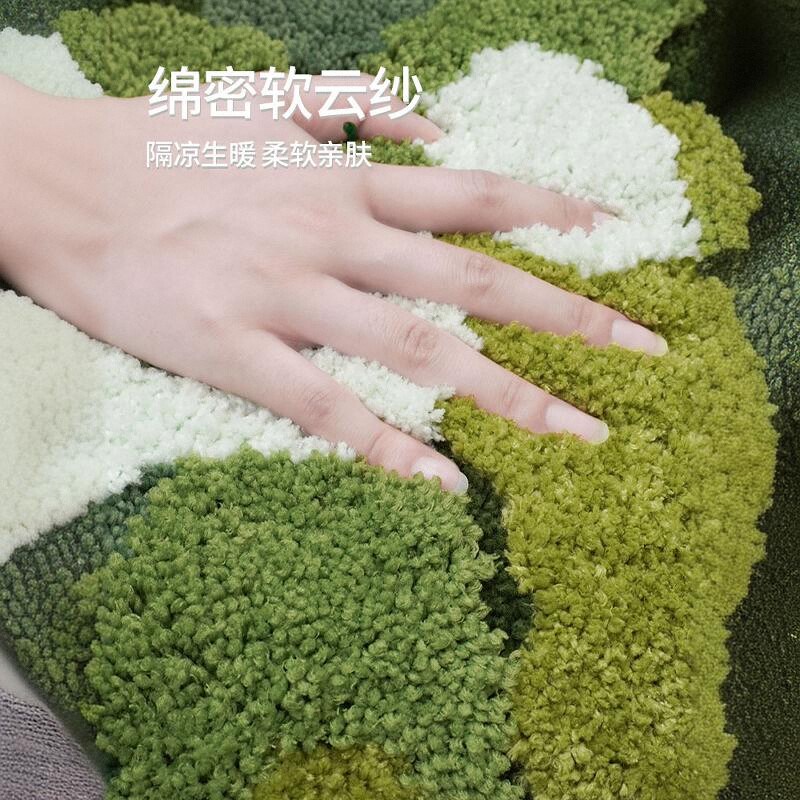 植绒毯仓苔藓地毯客厅床边地毯卧室绿色地毯床边毯现代高级感地毯