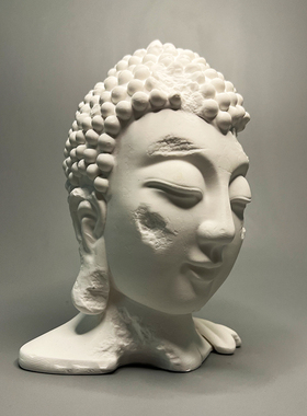 中式禅意佛头像玄关酒柜家居民宿酒店装饰品工艺礼品摆饰石膏雕塑