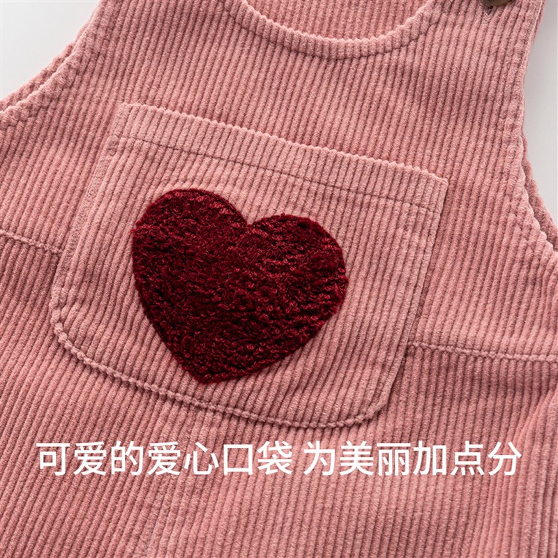 新品婴儿背带裤春秋2023新款可爱女宝灯芯绒休闲裤0-2岁宝宝裤子