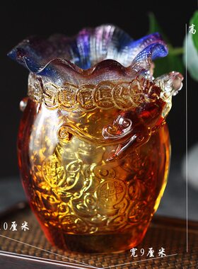 古法琉璃螭龙聚宝盆笔筒风水摆件居家客厅办公招财镇宅摆放送礼