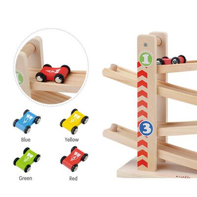 网红Kidus Ramp Race Track Wooden Racing Cars Race Cars Toy G