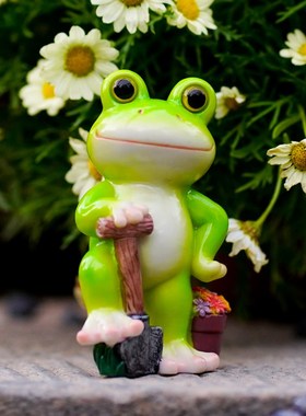 可爱小青蛙微景观多肉花盆栽装饰品办公桌面鱼缸摆件花园造景现货