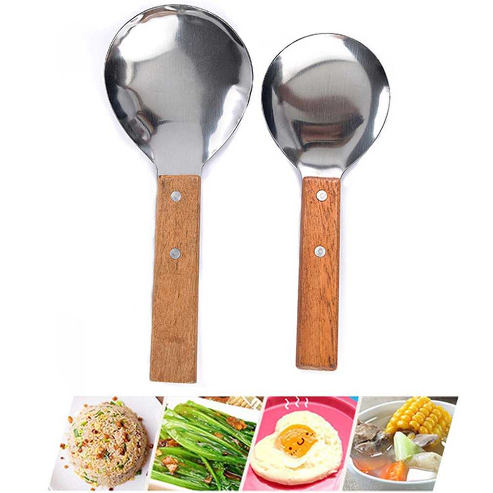推荐Stainless Steel Rice Spoon Cooking Spoon Creative Wooden