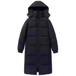 女神保命穿搭黑色中戏棉服女长版过膝2023冬季新品韩版宽松面包服