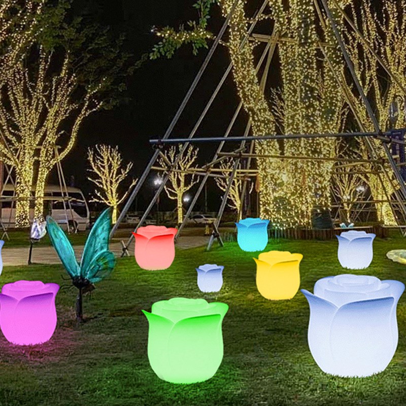 太阳能庭院灯家用户外景观花园室外防水发光玫瑰花装饰.草坪创意