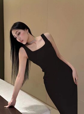 法式气质修身吊带连衣裙女夏高级感白色御姐显身材收X腰包臀长裙