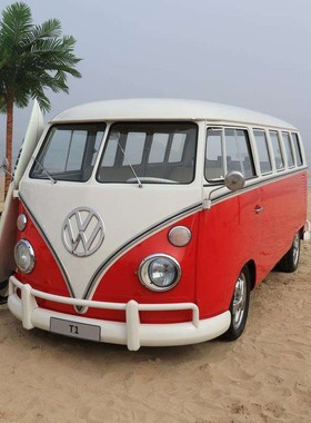 复古大众T1巴士餐车大型美陈商z场售卖车商用活动展示模型摄影道