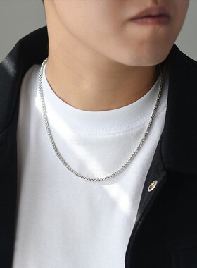 高级感龙骨链925银项链男女士款复古银链子2024龙年本命年锁骨链