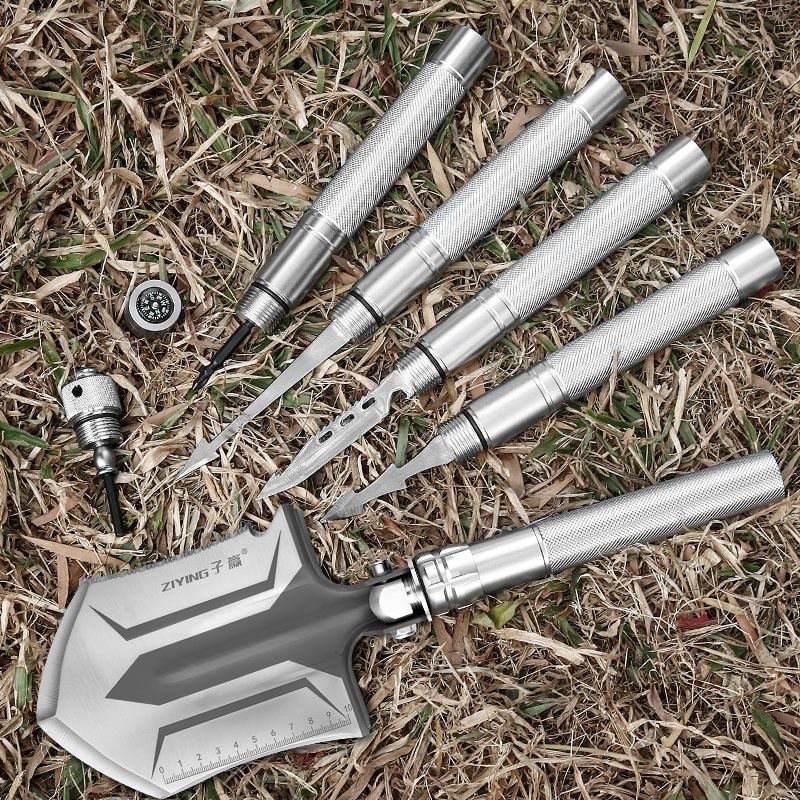 工兵铲多功能户外用品钓鱼铲车载折叠铲子L野营挖土锰钢兵工铲铁