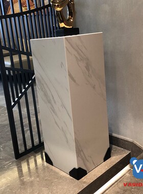 大理石底座客厅玄关样板间雕塑酒店落地岩板花架装饰品摆件展示台