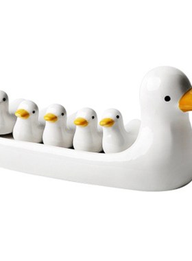 家用小白鸭筷子托创意筷枕可爱陶瓷餐具日式厨房卡通兔子筷托摆件