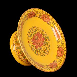 工厂销佛堂用品陶瓷观音供盘财神果碟 I帝黄高脚供佛前莲花果盘家