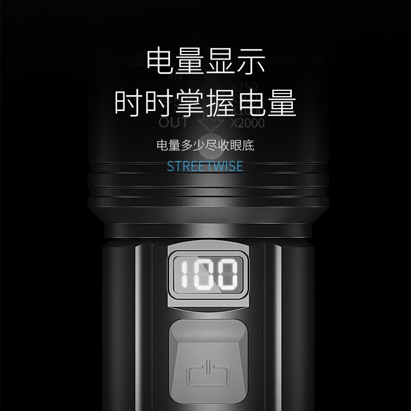 现货手电筒强光充电户q外耐摔耐佣变焦聚光便携超亮氙气照明灯家