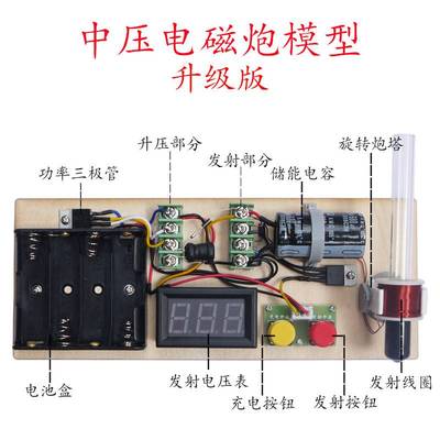 速发电磁炮diy套件远射模拟曲射炮弹射装置轨道炮线圈炮科技小制