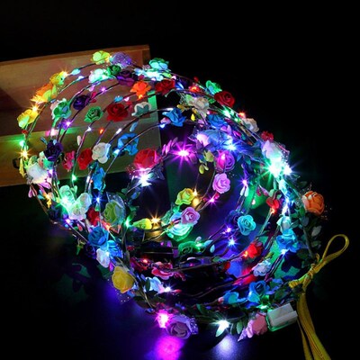 10 Glowing Garland Wedding Party Crown Flower Headband LED L