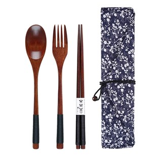 Wooden Spoon Fork Set Japanese Dinnerware Set Long Handle Wo