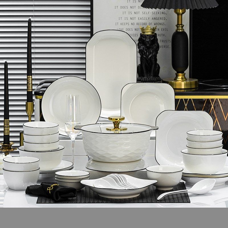 碗碟家庭碗日式吃饭的碗陶瓷餐具套装碗盘碗筷盘子碗家用十碗十盘