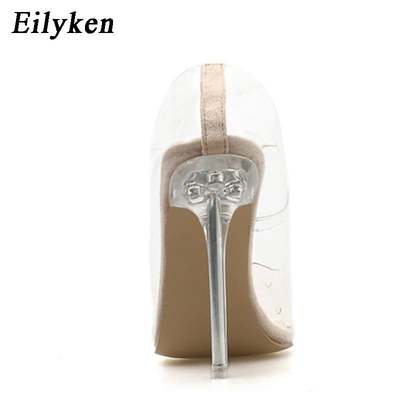 推荐Eilyken Clear PVC Transparent Pumps Sandals Perspex Heel