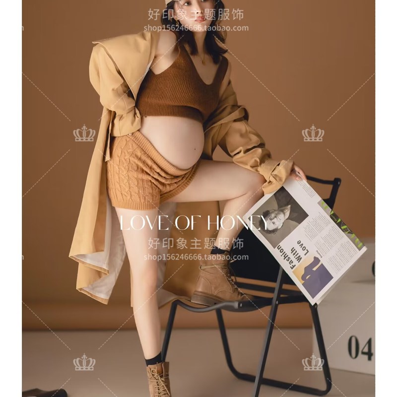 影楼主题孕妇拍照服装新款韩系艺术照清新运动风棒球Y服英伦写真