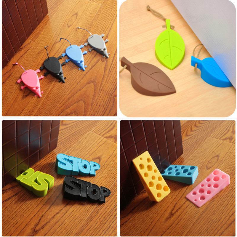 速发1PCS Cute Cartoon Leaf Style Door Stopper Silicon Doorst