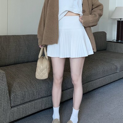 小个子百褶裙白色毛呢半身裙女胖mm秋冬高腰显瘦气质百搭a字短裙