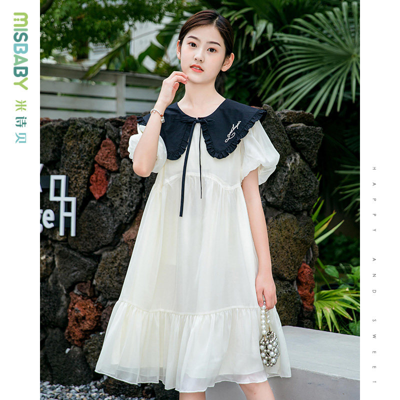 高货现货速发女童雪纺连衣裙夏季2022新款中大童洋气夏装长裙儿童