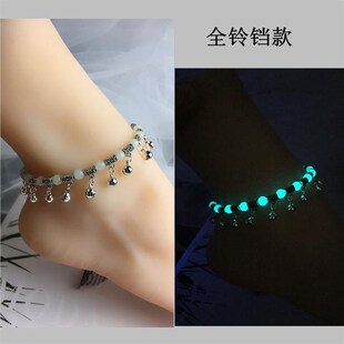 2021年新款网红夜光珠水音铃铛脚链情侣款一对女粗本命年12生肖