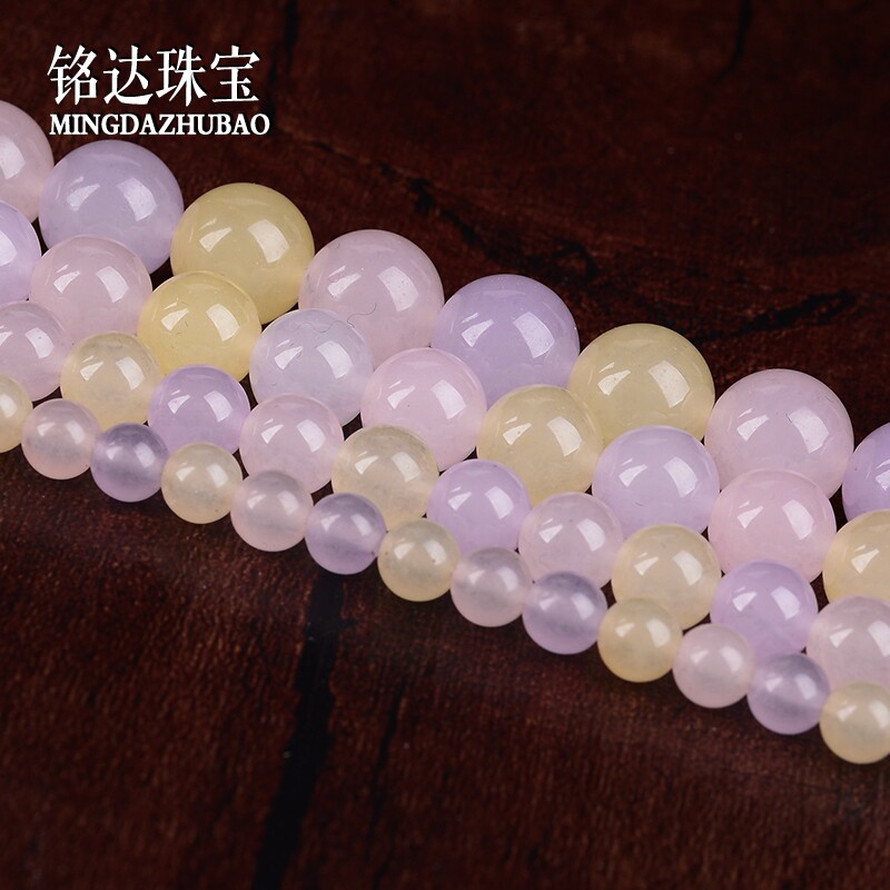 水晶饰品DIY配件天然三色彩色玉髓半成品 手链散珠子项链材料配饰
