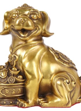 纯铜狗铜聚宝盆狗镇宅招财狗生肖狗风水狗补缺T角铜工艺品摆件