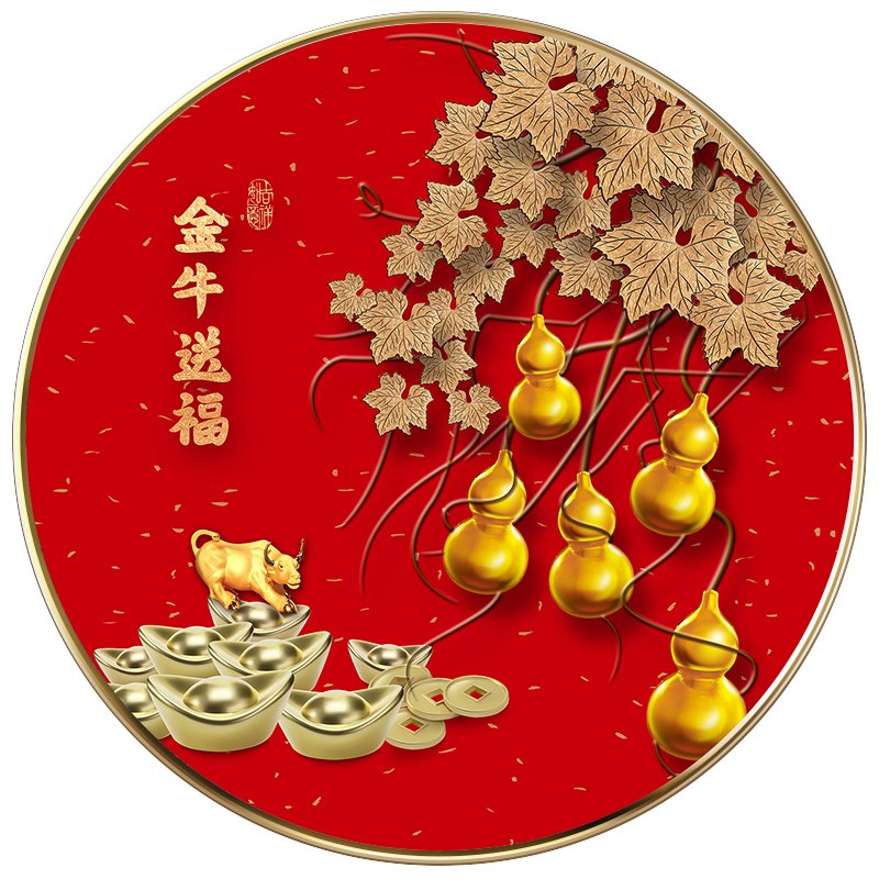 工厂销福字玄关装k饰画吉祥创意年画圆形客厅入户走廊壁画现代餐
