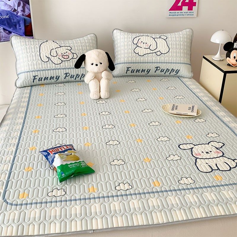 韩系小清新凉感丝乳胶凉席裸睡亲肤冰丝软席1.5m1.8三件套空调席