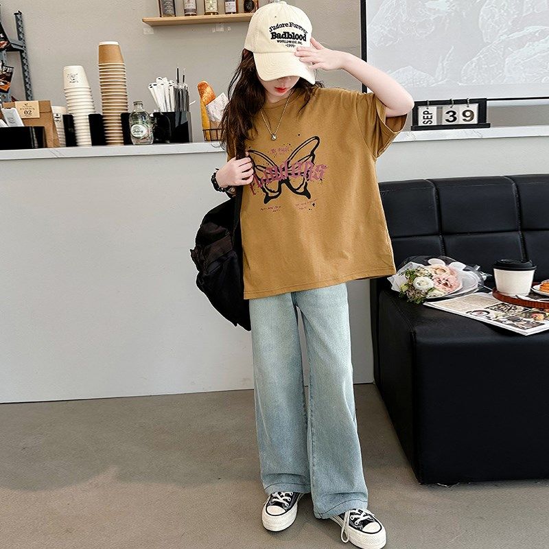 女童裤子夏季薄款大童夏款休闲宽松直筒洋气阔腿裤夏装儿童牛仔裤,童装/婴儿装/亲子装,儿童牛仔裤,淘宝优惠券,粉丝福利购,淘宝优惠卷